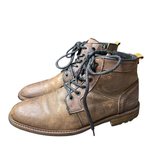 BULLBOXER Mens Size US 8 REDMOND Boots Brown Leather Lace Up Chukka - Picture 1 of 9